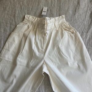 Anthropologie Cream High-Waisted Trousers
